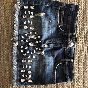 Phillip Plein denim skirt with crystals
